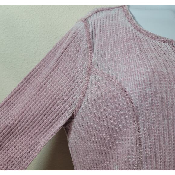 Seven 7 Purple Marled Waffle Knit Shark Bite Hem Top Medium Lightweight Soft - Picture 6 of 6